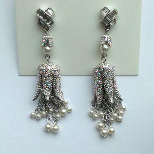 Crystal Lily Of The Valley Pearl Drop Earrings
